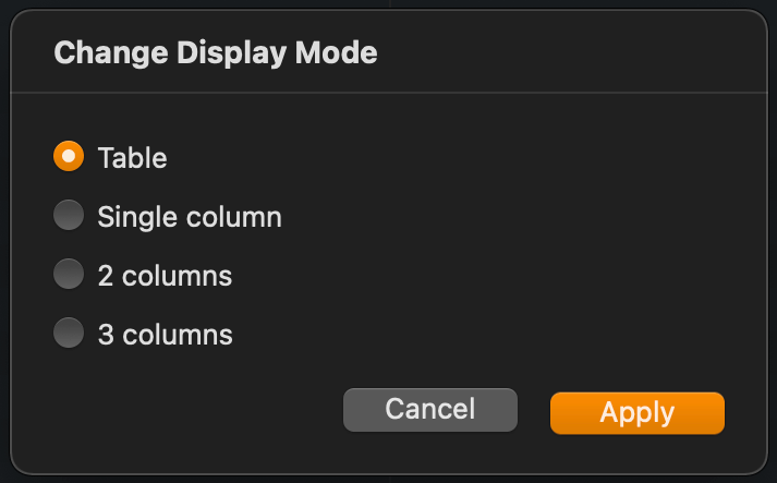 Display modes